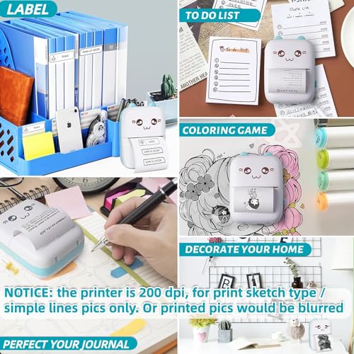 Cute Mini Portable Thermal Printer, Inkfree Wirless Bluetooth Printer Compatible with Android & iOS, Best for Students, Home, Office, Exam Notes,... - Image 5