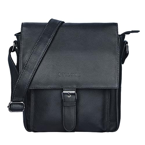 STILORD 'Nevio' axelväska i läder för män | liten messengerväska elegant vintage design | Crossbody väska för 10,1 tums...