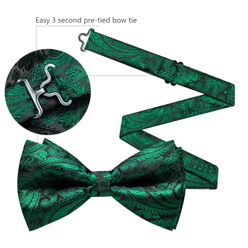 Image of YOHOWA Paisley Striped Men Bow Tie Pre-Tied Formal Adjustable Colorful Bowties Handkerchief Cufflinks Set Wedding Party