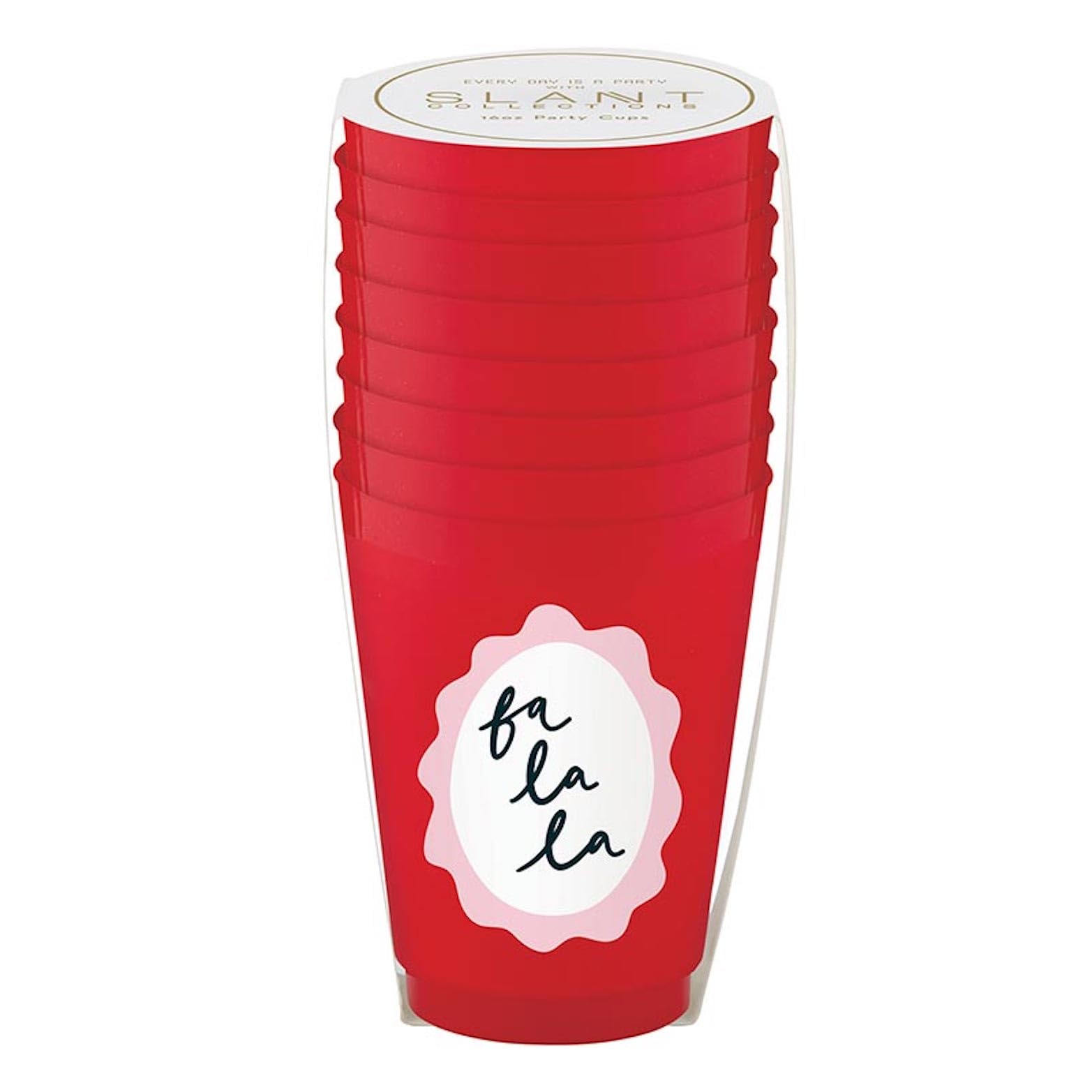 Slant 8-Count Christmas Party Plastic Frost Cups, 16-Ounce, Falala