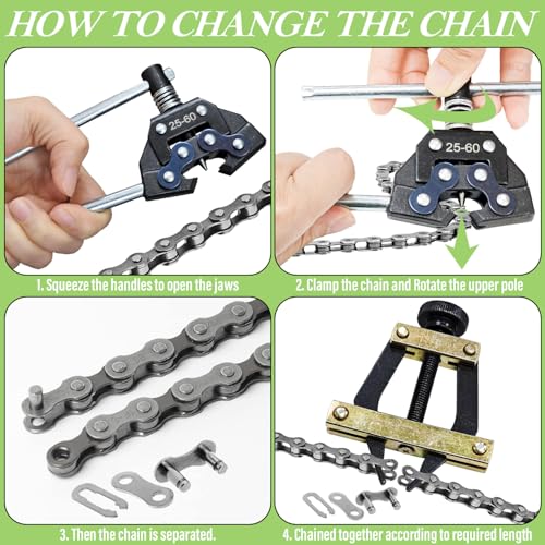 Image of Roller Chain Breaker Cutter Chain Connecting Holder Puller Set Fit for #25-#60,415H,428H,520,530 Chain, Roller Chains Replacement Tools for Bicycle Motorcycle Go Kart ATV