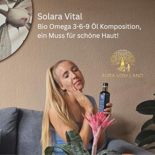 Aura vom Land Solara Vital 2x250ml Set – Exklusive Bio Omega 3-6-9 Öl-Mischung Kaltgepresst –Ausgewogenes Omega 3-6-9 Fettsäureprofil hochdosiert – Premium Speiseöl Vegan - Hergestellt in Bayern