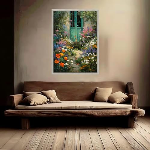 Toile murale vintage avec cadre pour tableau jardin fleuri - 4