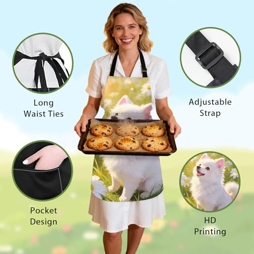 Image of Nuxovilar Decorative Kitchen Apron, 26.77x30.70 Inch Polyester Cooking Wearable Cover