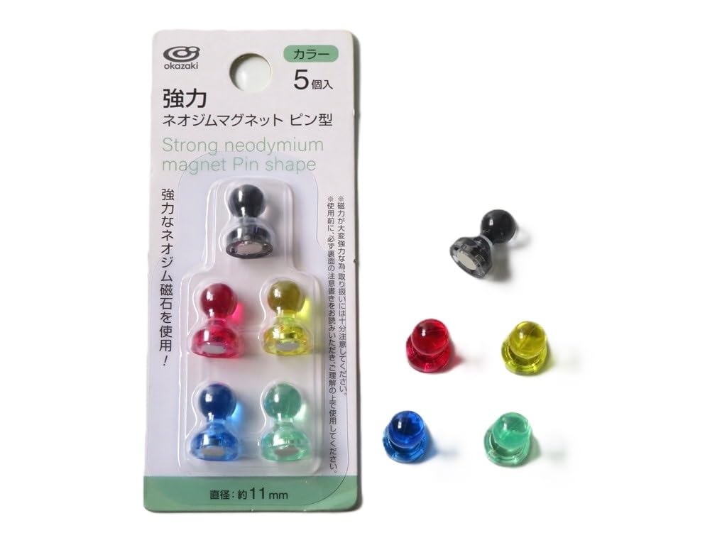 Amazon.co.jp: Okazaki 強力ネオジムマグネット ピン型, カラー5個