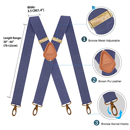 Image of MENDENG Suspenders for Men Heavy Duty Swivel Hooks Retro X-Back Adjustable Brace