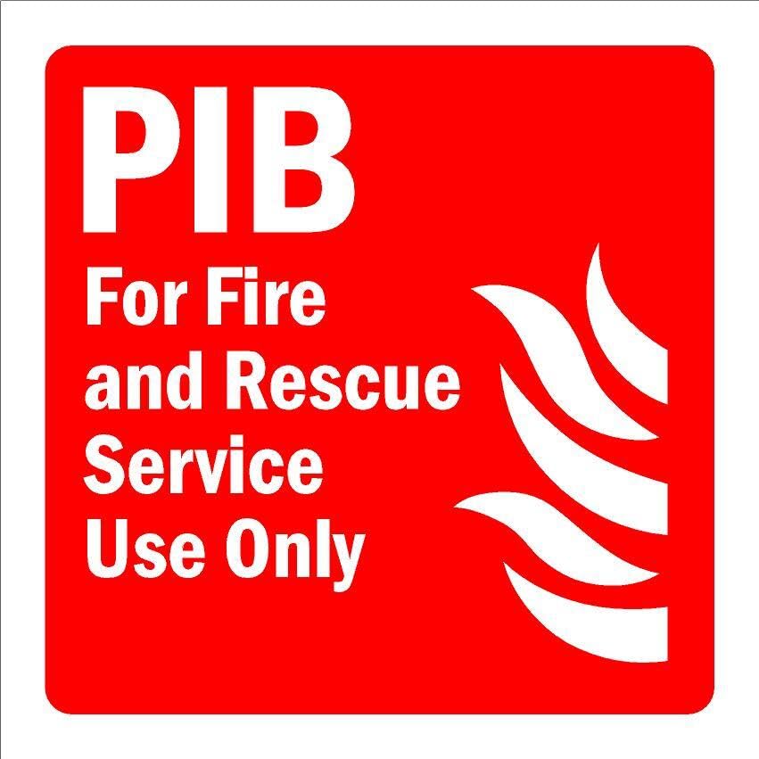 PIB for fire and rescue service use only, sign - Self adhesive sticker (400mm x 400mm)