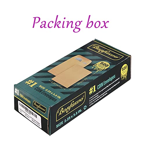 Bonfasvo 500 Pack #1 Brown Coin Envelope 2.25 X 3.5 Inches Kraft Envelopes Classic Small Parts Envelopes With Self Adhesive Gummed Flap For Coins Cash Credit Cards Seeds #TOP4