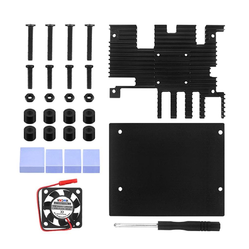 Aluminum Case with Thermal Adhesive Pad Screw Metal Shell Black Enclosure for Orange Pi 5 Plus