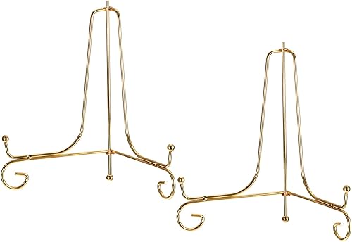 uxcell Soporte de placa para exhibición, 8 pulgadas, 2 piezas, soporte decorativo de hierro, caballete de metal, soporte de exhibición plegable para