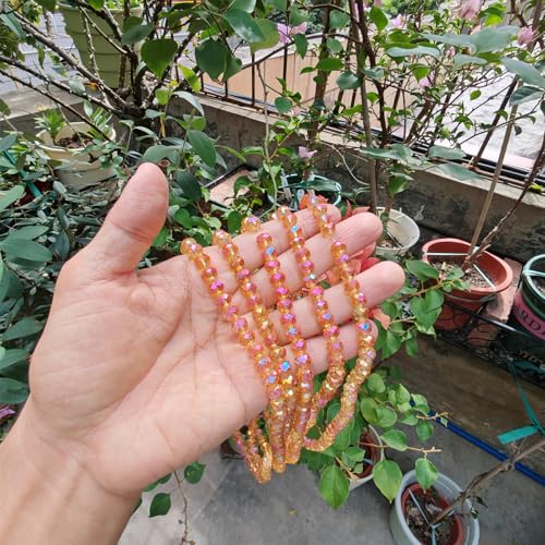 Image of 8mm Rondelle Glass Beads for Jewelry Making, Faceted Briolette Crytal Spacer Beads for Bracelet Necklace Earring, Golden Rose 300pcs
