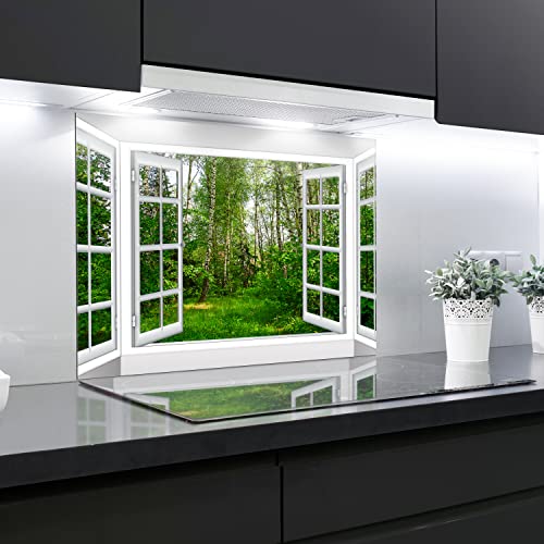 Glass Awesome Crédence en verre trempé résistant à la chaleur - Décoration 90 x 65 cm Épaisseur 4 mm Parfait derrière les cuisinières gaz, céramique et induction Facile nettoyer suspendre Multicolore