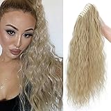 【MATRERIAL】 Klaue auf langem Corn Curly Pferdeschwanzverlängerung besteht aus hochwertigen synthetischen Fasern, die menschliches Haar aussehen und sich weicher und glatter anfühlen.