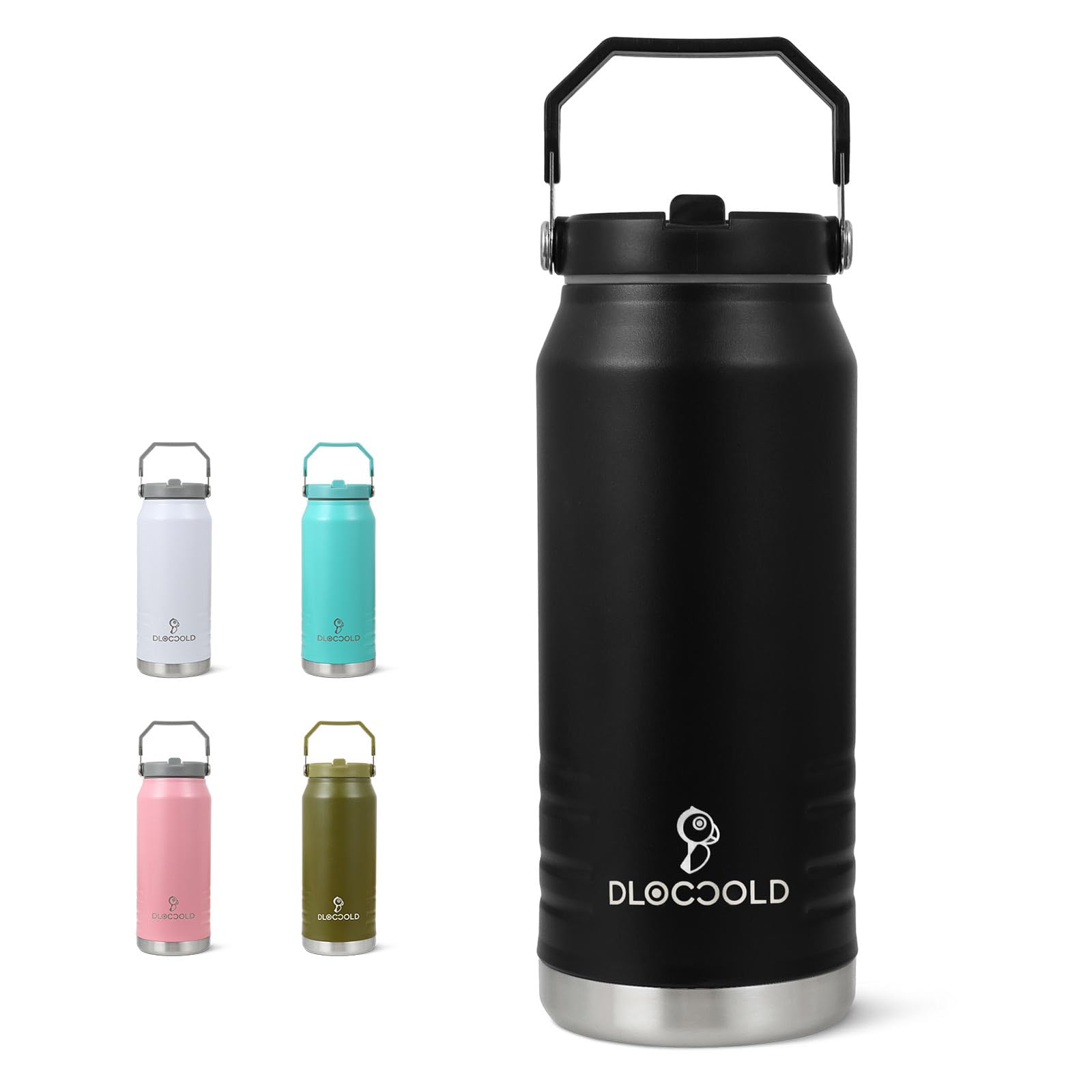 DLOCCOLD 50 oz Tumbler with Flip Straw & Handle,Stainless Steel Leakproof Tumbler,Double Walled Insulated Water Bottle,Reusable Mug, Portable Mug Home, Office, Outdoor