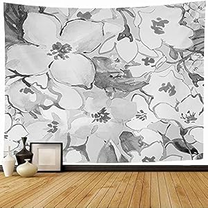 Wandkleden Wandkleden,Naadloze Grafische Aquarel Revival Schilderijen Grijze Bloemen Lijn Borden Oude Achtergrond…