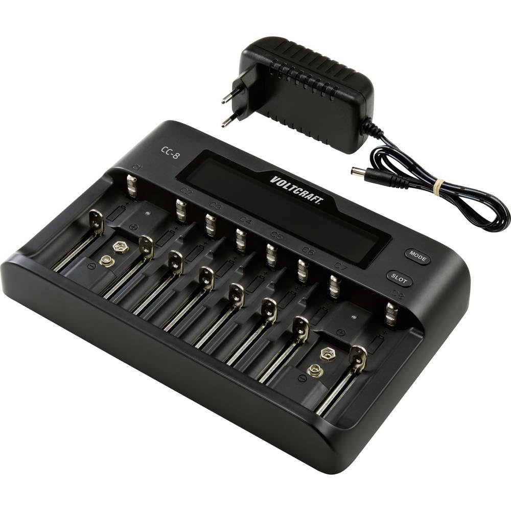 VOLTCRAFT Chargeur de Piles Rondes CC-8 Li-ION, LiFePO, NiMH, NiCd A, LR6 (AA), LR03 (AAA), LR8 (AAAA), LR14 (C), sub-C VC-10882815