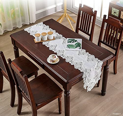 Chemin de table en polyester blanc à dentelle style chic et raffiné - 6