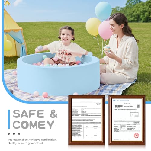 Image of SHJADE Foam Ball Pit, 35.4 inchx 11.8 inch Ball Pits for Toddlers-Blue | Soft Memory Sponge Round Playpen Ball Pool for Kids, Ideal Gift for Babies, Indoor and Outdoor Game, Balls not Included