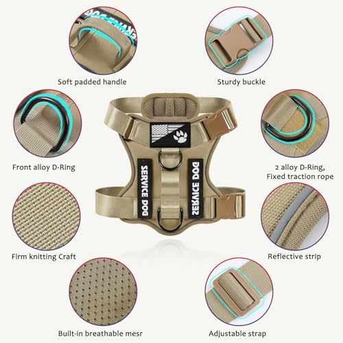 Demigreat Service Dog Harness, Reflective Dog Vest Harness with 5 PCS Patches, Adjustable Soft Oxford Pet Harness, Inner Layer Mesh, Easy to Control for Small Medium Large Dogs by Demigreat - Image 2