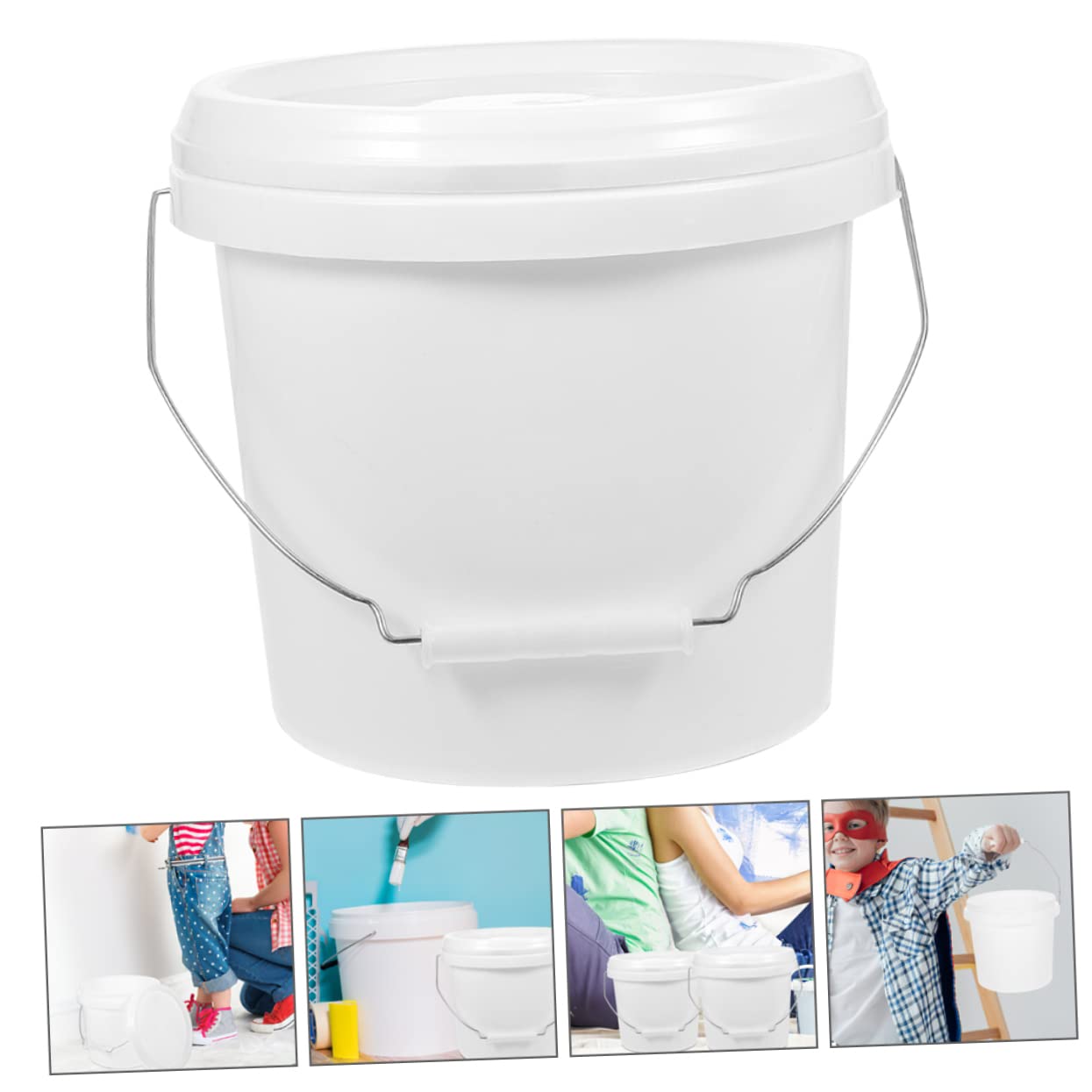 GARVALON Secchio da 8 Litri in Abs Bianco, Secchio per Vernice da 270.54 Once Coperchio, Contenitore per Pittura e Prodotti Chimici