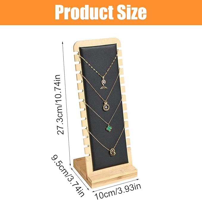 Image of Wooden Necklace Display Stand with SoftVelvet Detachable Tabletop Jewelry Display Boards