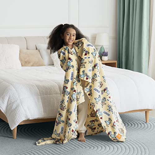 Berkshire Blanket & Mo Willems® Velvetloft® Luxury Soft Cozy Cute Kids Throw Blanket,Gifts For Kids,Pigeon School Yellow,50 In X 70 In(Official Mo Willems® Product) #TOP1