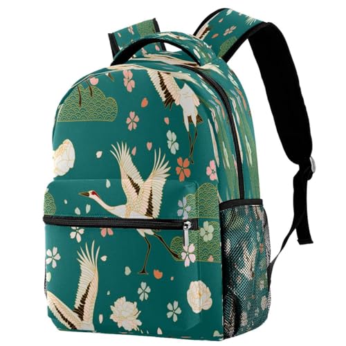Sac à dos école grue couronnée multicolore 29x20x40cm pour ados et filles
