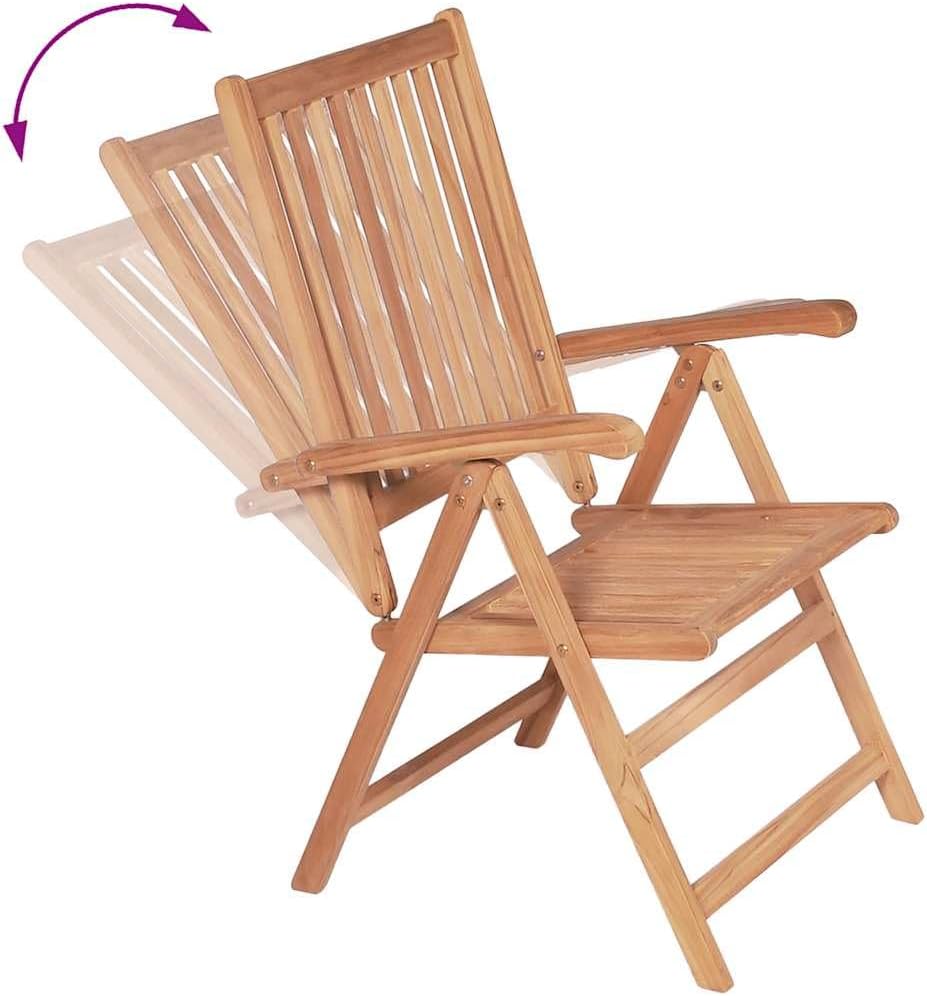 Teak Wood Reclining Patio Chairs Set of 2, 7-Position Folding Outdoor Lounge Chairs 22.4"x28.1"x39.4" Brown Weather-Resistant Wooden Seating for Garden, Balcony, Deck