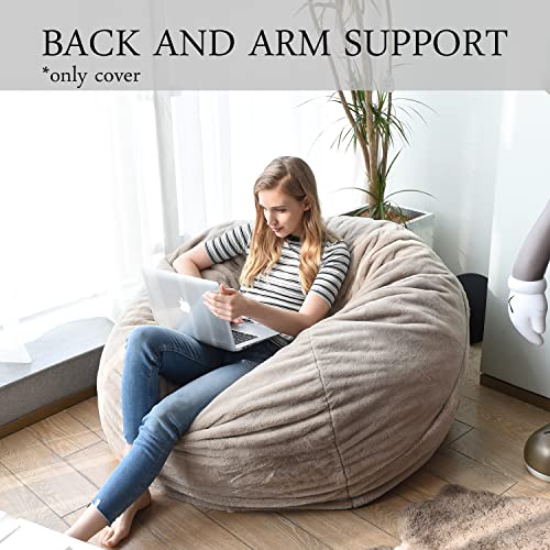 YuppieLife Fluffy Fur Bean Bag Chairs Cover for Adults(Just Cover,No Filler) 4Ft Machine Washable Large Size Lazy Sofa Cover Luxury/Replacement (Beige Fur)