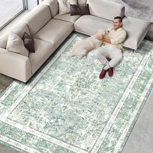 Vhong Boho Area Rugs Washable Vintage Modern Neutral Large Carpet