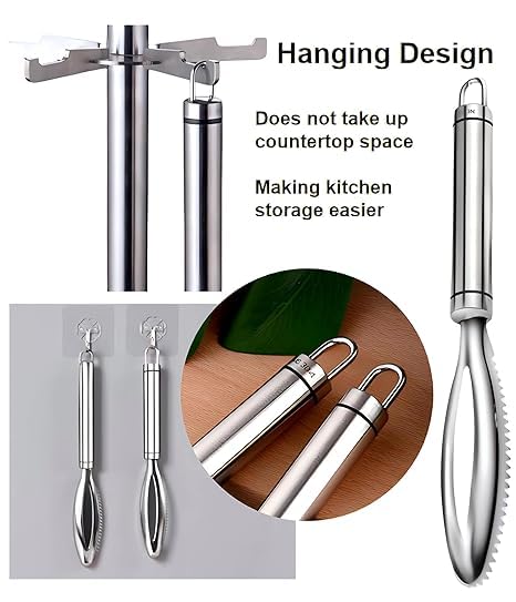 Qitzhaa prime Fish Scale Remover Stainless Steel Fish Scale Scraper, Ergonomic Handle Design for Fast Scales Peeling Multifunctional Fish Scale Planer Kitchen Gadget 3