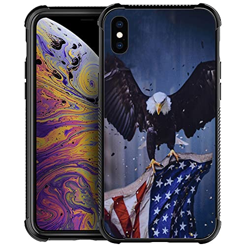 Funda iPhone Xs con águila americana, carcasa de alta protección