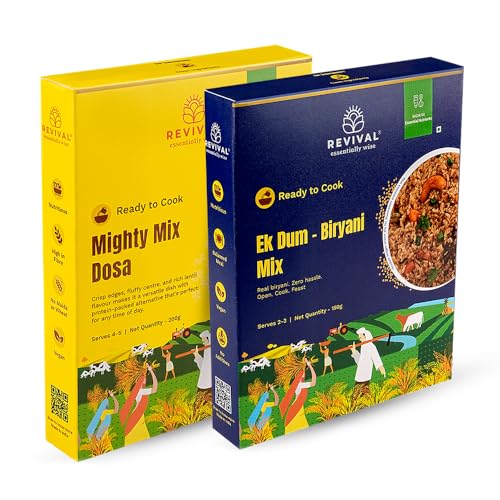 Image of Revival Millet Biryani (200g) & Dosa Mix (200g) Combo Pack | Instant South Indian Meal | High Protein & Fiber | Wholesome Superfood | Quick, Healthy & Ready in 15 Minutes