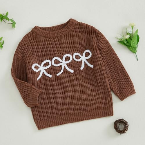 Infant Newborn Baby Girl Cute Long Sleeve Bow Embroidery Chunky Knitted Sweater Toddler Fall Winter Outfits3