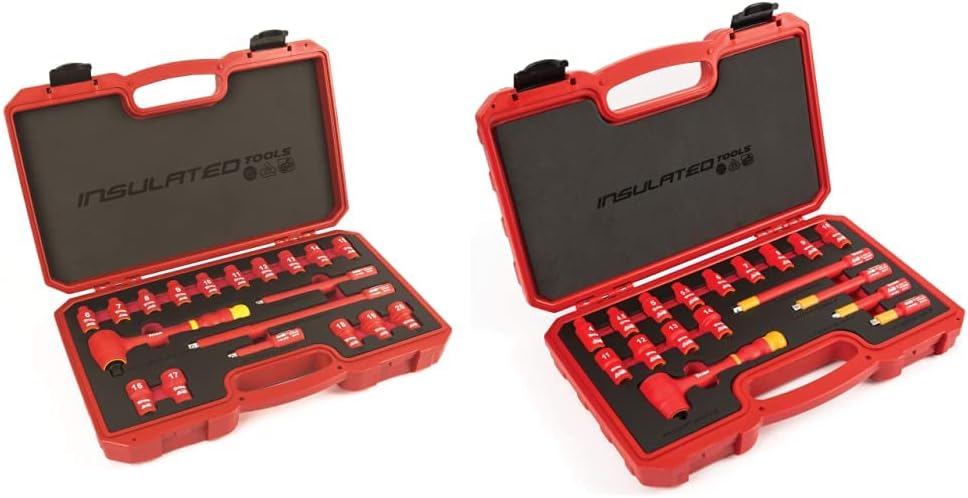 Titan 68100 19-Piece 3/8-Inch Drive VDE Insulated Socket Set & Titan 66100 18-Piece 1/4-Inch Drive VDE Insulated Socket Set