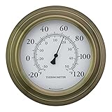 Bjerg Instruments 8" Antique Brass Finish Decorative Indoor/Outdoor Thermometer
