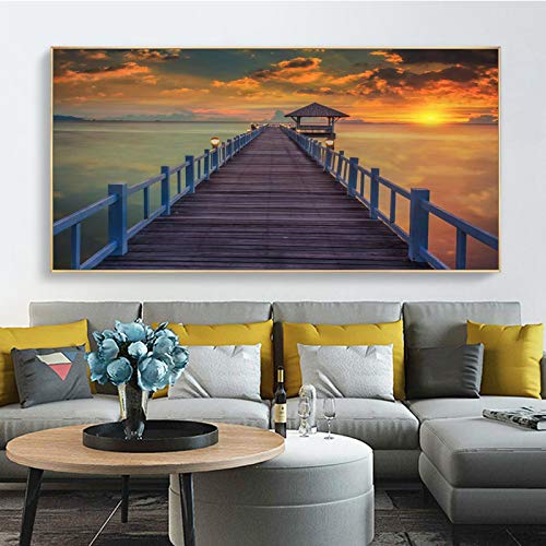 Toile coucher de soleil mer grand format 70x140 cm pour salon - 5