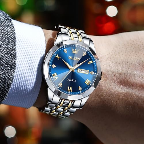 Image of OLEVS Men Multifunction Watch, Multi Dial Waterproof Luminous Chronograph Watch with Date,Stainless Steel Watches