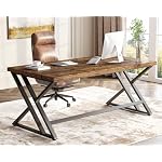 LVB Bureau d'ordinateur en Bois Rustique exécutif en métal Bureau Industriel avec Rangement Table d'ordinateur en Bois pour Chambre Salon Chêne Marron Rustique 140 cm