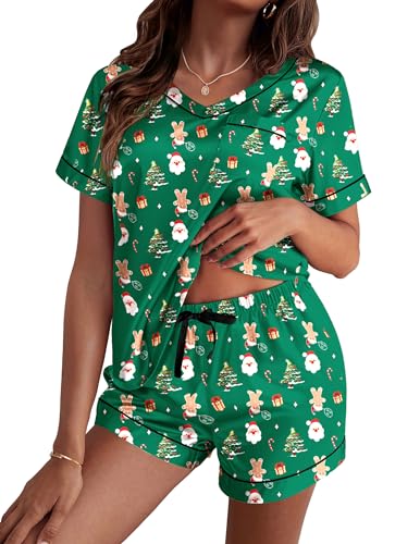 Image of Ekouaer Silk Pajama for Women Short Sleeve Satin Pj Set Two Piece Soft Sleepwear Loungewear S-XXL