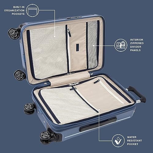 Image of Travelpro Platinum Elite Hardside Expandable Spinner Wheel Luggage TSA Lock Hard Shell Polycarbonate Suitcase, Dark Sky Blue, Carry-on 21-Inch