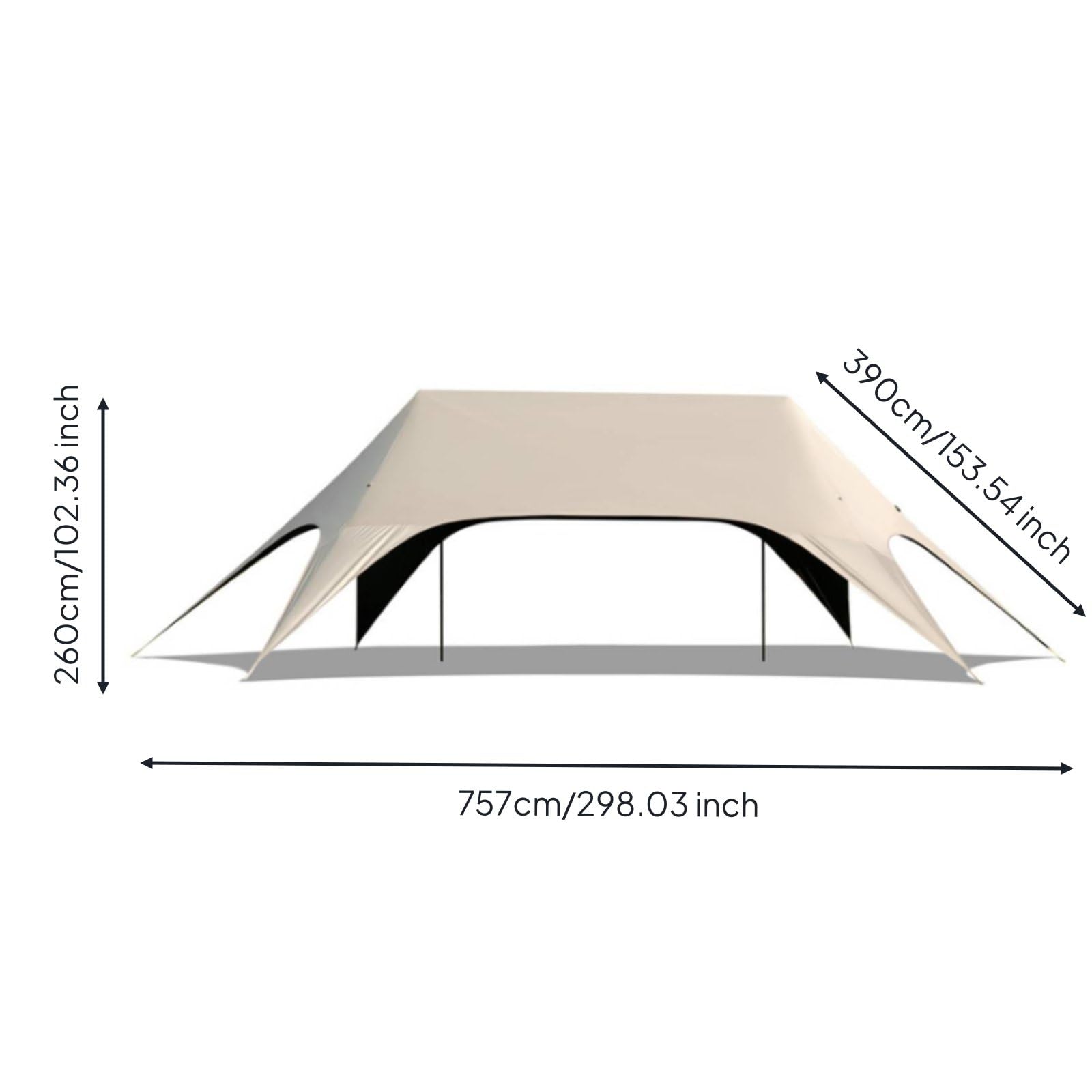 Outdoor Shelter Canopy Tenda Parasole Campeggio Riparo Tettoia Copertura in Oxford 210D Resistente alle Intemperie Montaggio Rapido Adatta a Picnic, Beige, Beige, Media