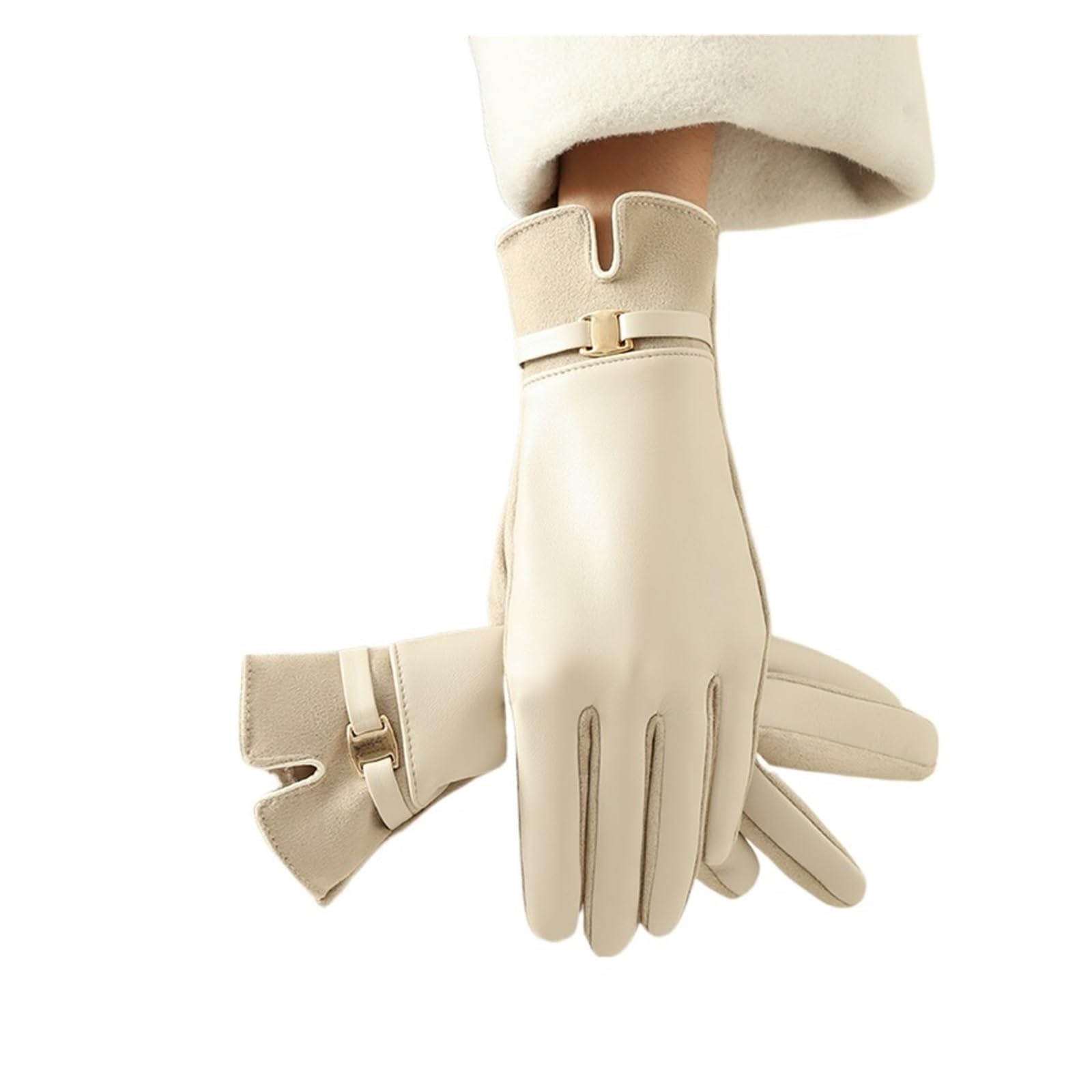 Guantes Termicos Hombre 1 par de guantes for mujer en invierno con forro polar y pantalla táctil poliuretano, elegantes exquisitos ciclismo conducción