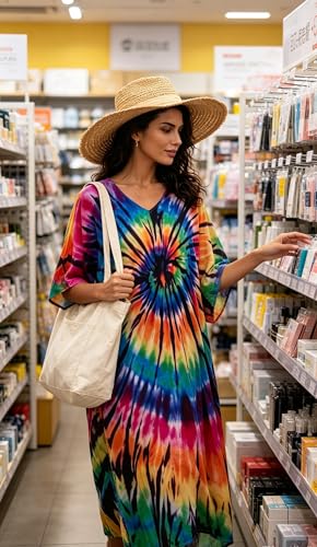 Image of Kaftan Dresses for Women Plus Size Summer Beach Dress with Print and Swim Cover Ups