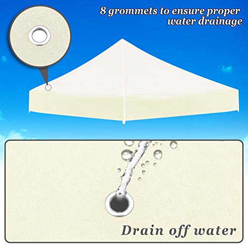 STRONG CAMEL Ez pop Up Canopy Replacement Top for 10'X10' Gazebo Canopy Cover Patio Sunshade plyester-Ecru Color