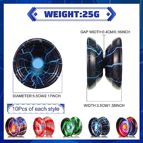 Lenwen LENWEN-RESPONSIVE YOYO-203 50 Pcs Alloy Responsive Ball Colorful Responsive Yoyo Bulk Metal Beginner String Trick Ball Adults Players Auto Return Technology Ball thumb #1