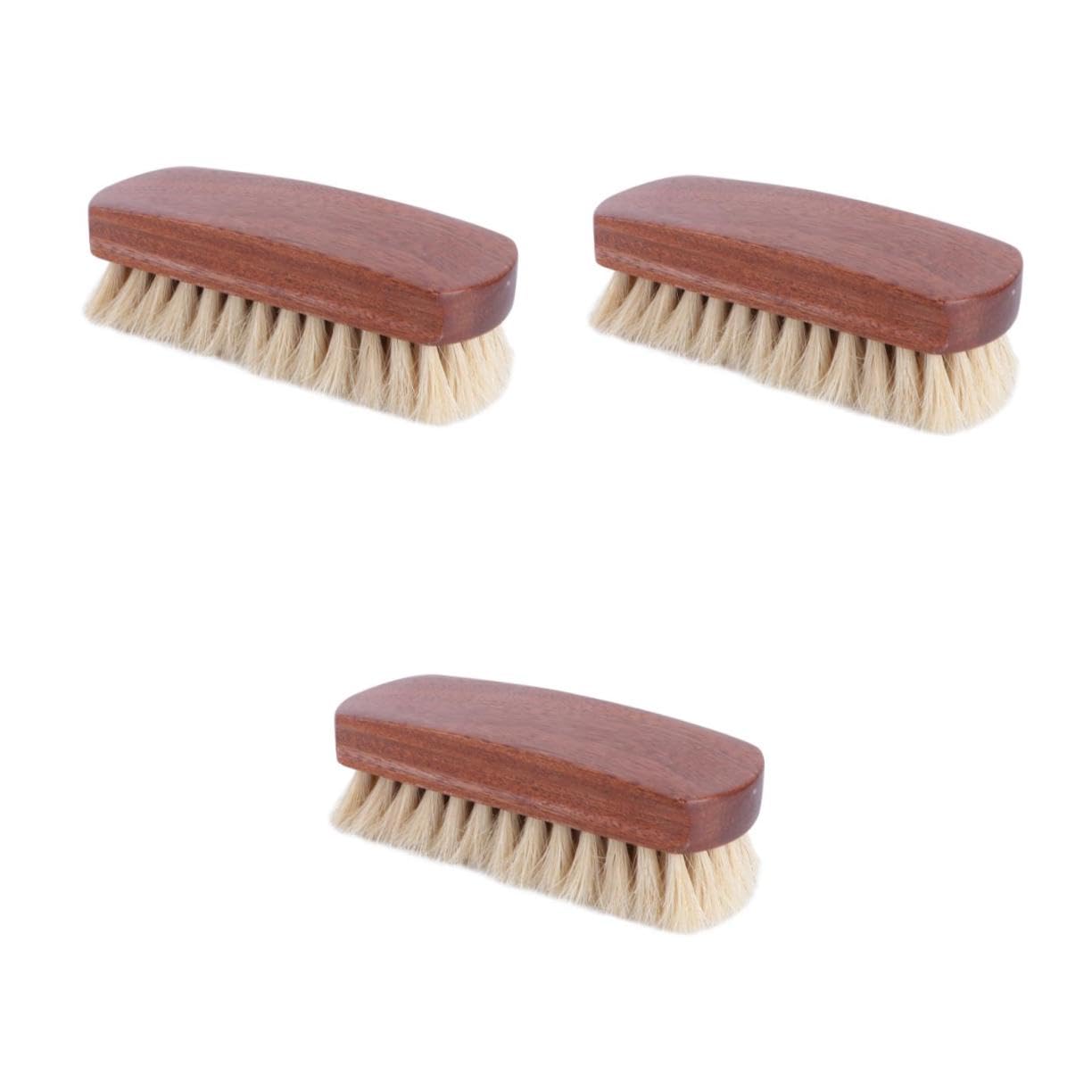 3 Piezas Cepillo De Zapatos Multifuncional Cabello De Caballo Abrigo Mango De Madera Lustrador De Zapatos Desempolvar Bambú