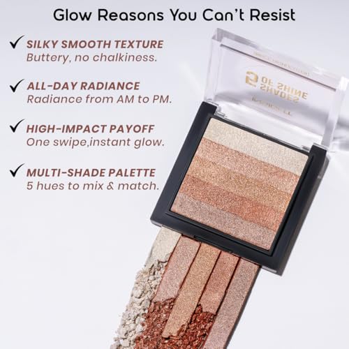 Image of INSIGHT 5 Shades of Shine Brick Highlighter - Dubai Bling |Smooth, Blendable Texture & Radiant Finish | Travel-Friendly Makeup Palette| 12 g