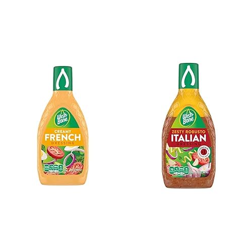 Wish-Bone Aderezo para ensalada francés cremoso (15 onzas líquidas) y aderezo italiano Wish-Bone Zesty Robusto (15 onzas líquidas)