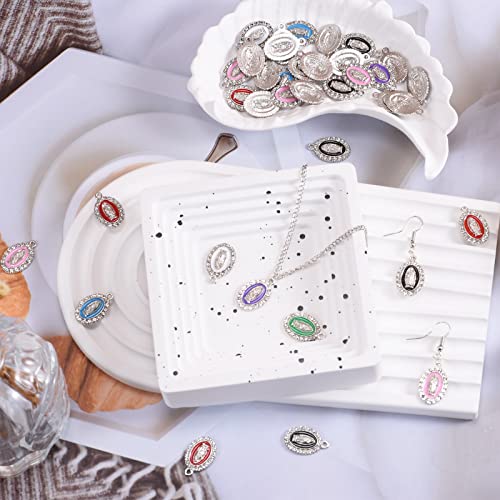 Mesarch 36Pcs 6Color Oval Rhinestones Our Lady Miraculous Medal Charms Pendants Alloy Enamel Virgin Mary Charm For Diy Catholic Necklace Earring Bracelet Jewelry Making #TOP2